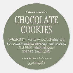 Green Bakery Food Cottage Law Ingredients Classic Round Sticker
