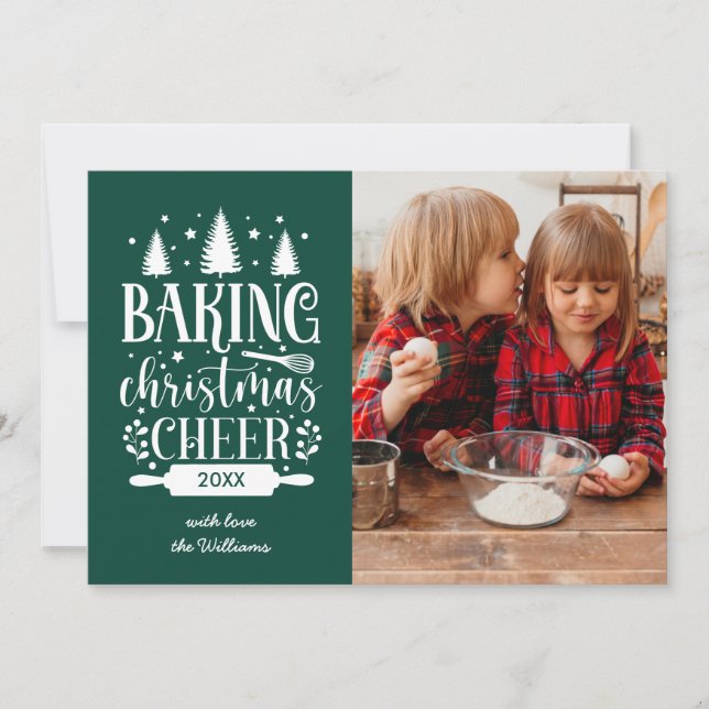 GREEN | BAKING CHRISTMAS CHEER SINGLE PHOTO HOLIDAY CARD (Front)