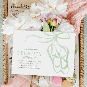Green Ballet Slippers Birthday Party Invitation