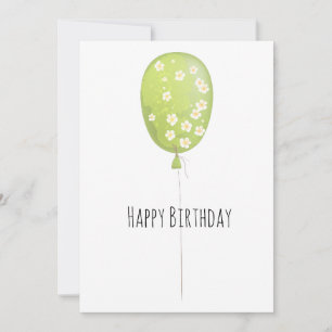 Green Balloon Birthday Minimalist Card
