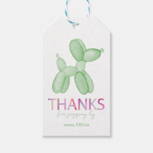 Green Balloon Dog Favour Tags