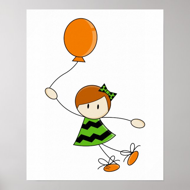 Green Balloon Girl Canvas Poster (Front)