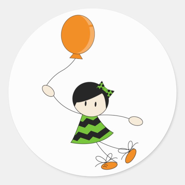 Green Balloon Girl Sticker (Front)