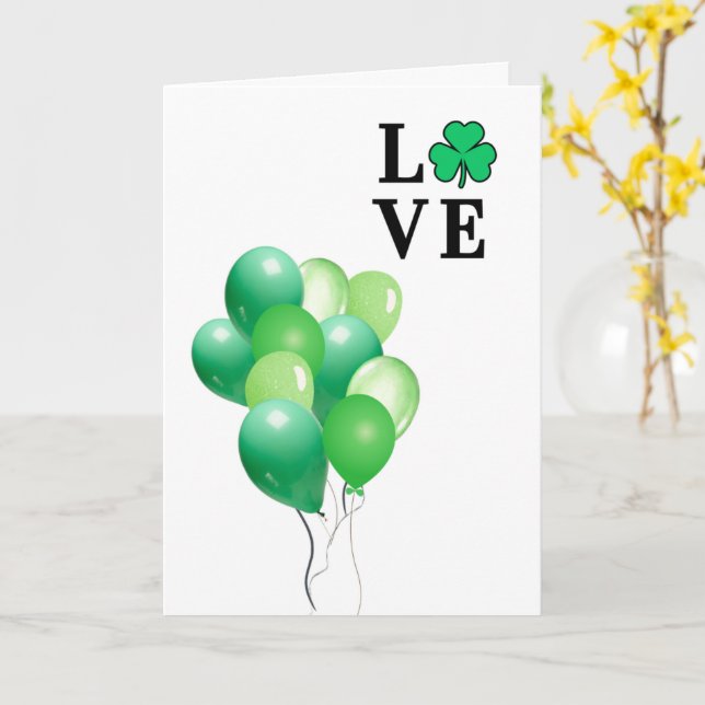 Green Balloons LOVE Ireland All Purpose Blank Card (Yellow Flower)