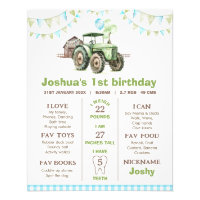 Green Balloons Tractor Birthday Milestone Poster