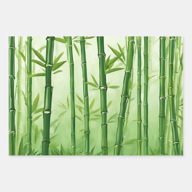 Green Bamboo All Occasion  Wrapping Paper Sheet (Front)