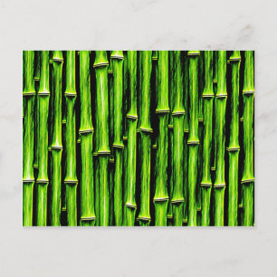 Green bamboo canes wood Natural Brown Texture Styl Postcard