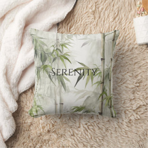 Green Bamboo Flowers Serenity Cushion
