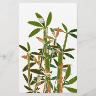 Green bamboo isolated on white background stationery