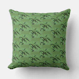 Green Bamboo Pattern Throw Pillow