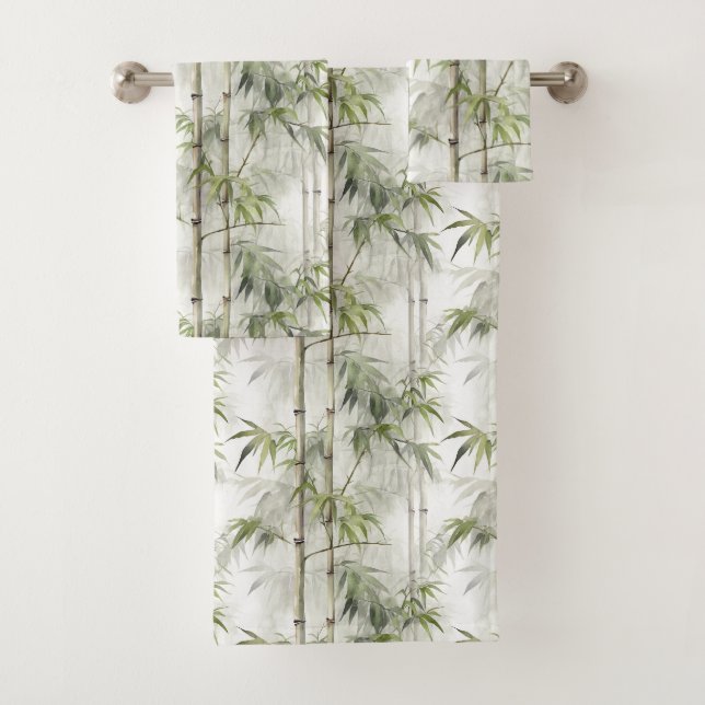 Green Bamboo Serenity Buddha Bath Towel Set (Insitu)