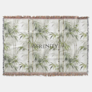 Green Bamboo Serenity Buddha Throw Blanket