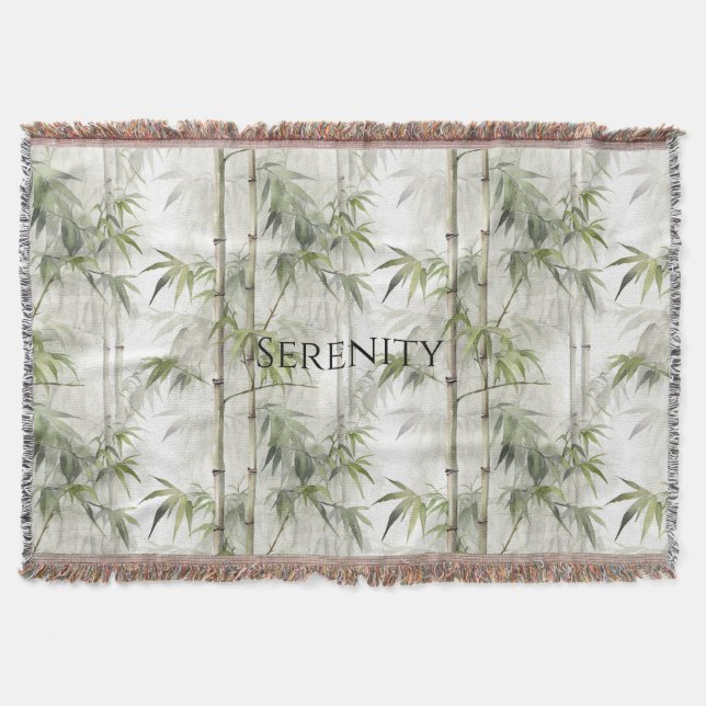 Green Bamboo Serenity Buddha Throw Blanket (Front)