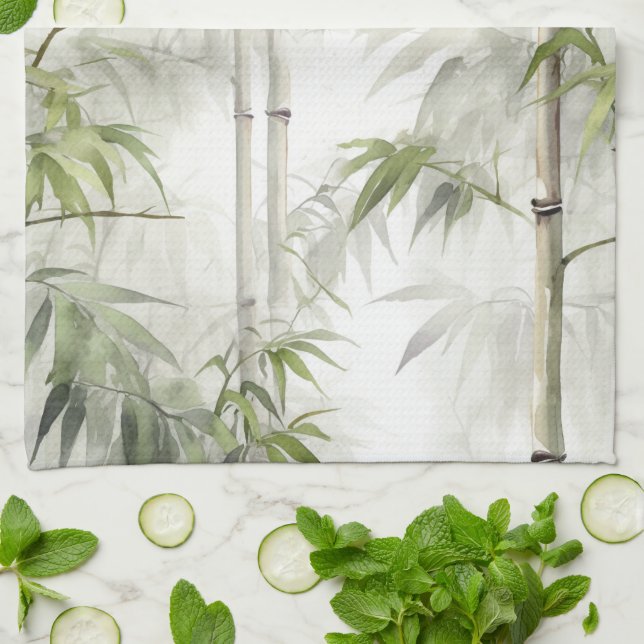 Green Bamboo Serenity Tea Towel (Folded)