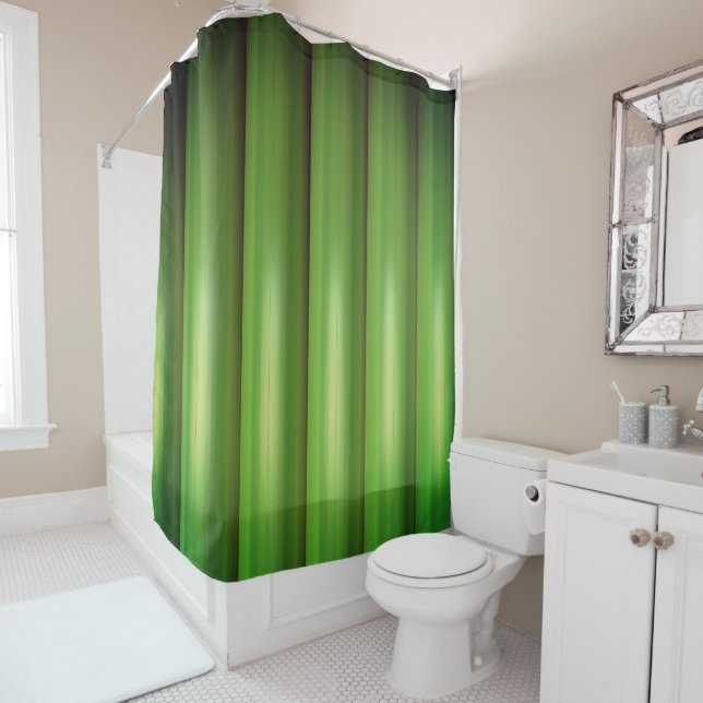 Green bamboo set shower curtain (In Situ)