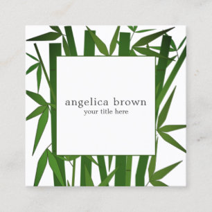 Green Bamboo Square Business Card