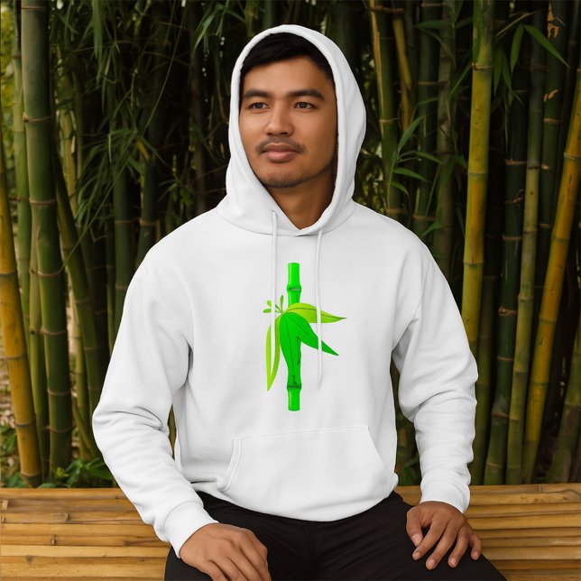 Green Bamboo Stalk with Tropical Leaves  Hoodie (Creator Uploaded)