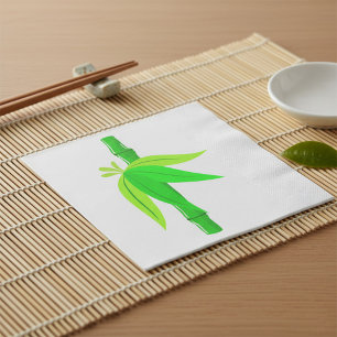 Green Bamboo Stalk with Tropical Leaves  Napkin