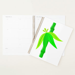 Green Bamboo Stalk with Tropical Leaves Planner