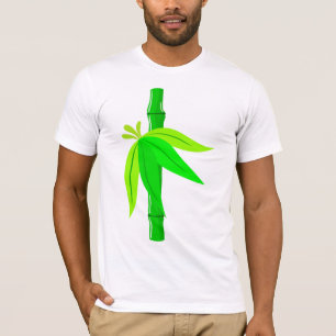Green Bamboo Stalk with Tropical Leaves  T-Shirt