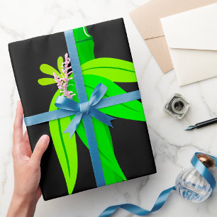 Green Bamboo Stalk with Tropical Leaves  Wrapping Paper