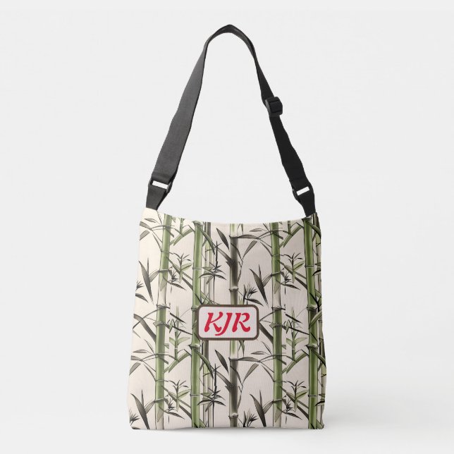 Green Bamboo Stalks and Leaves Crossbody Bag (Front)
