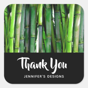 Green Bamboo Stalks Business Thank You Square Sticker