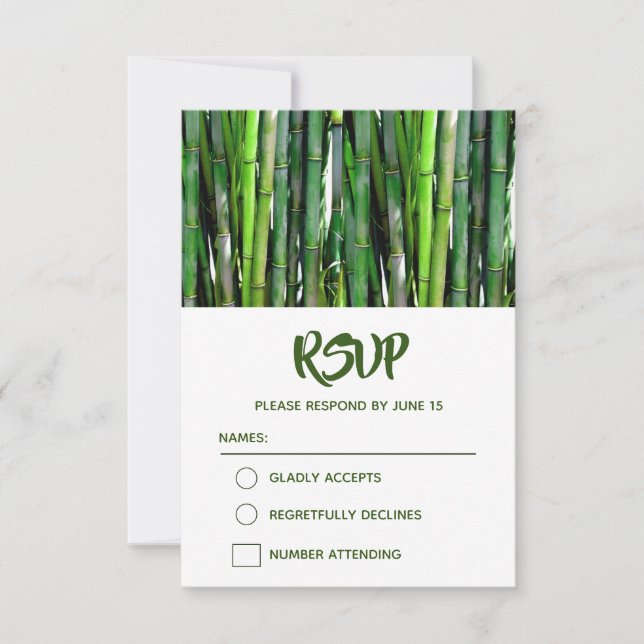 Green Bamboo Stalks Nature Photography Birthday RSVP Card (Front)