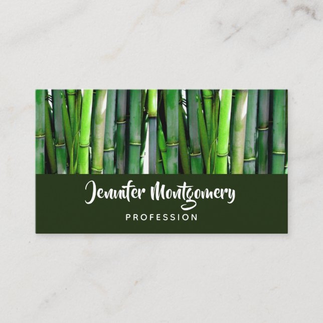 Green Bamboo Stalks Nature Photography Business Card (Front)