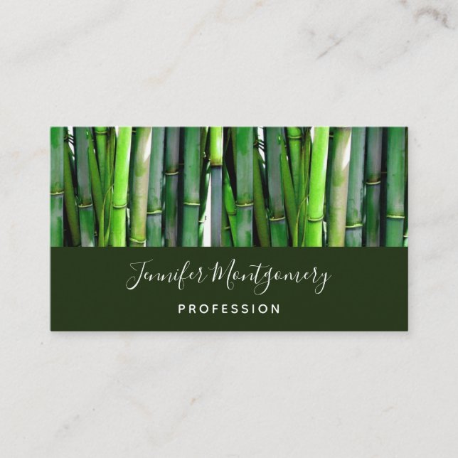 Green Bamboo Stalks Nature Photography Business Card (Front)
