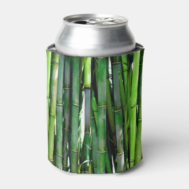 Green Bamboo Stalks Nature Photography Can Cooler (Can Front)