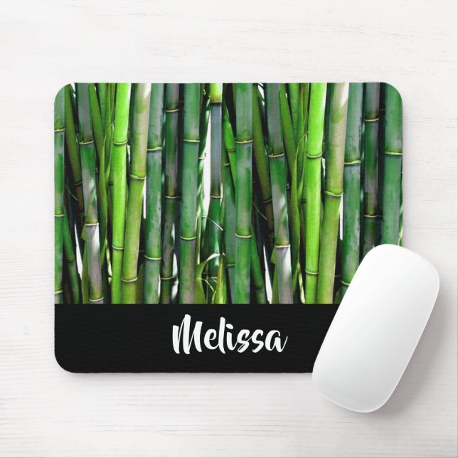 Green Bamboo Stalks Nature Photography Mouse Mat (With Mouse)