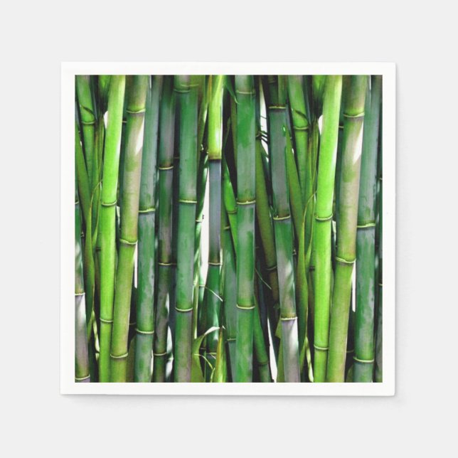 Green Bamboo Stalks Nature Photography Napkin (Front)