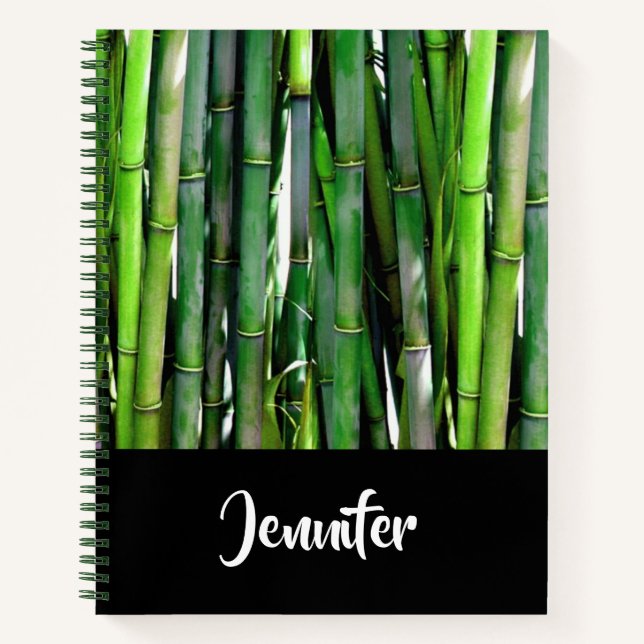 Green Bamboo Stalks Nature Photography Notebook (Front)