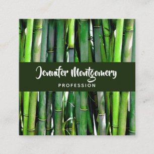 Green Bamboo Stalks Nature Photography Square Square Business Card
