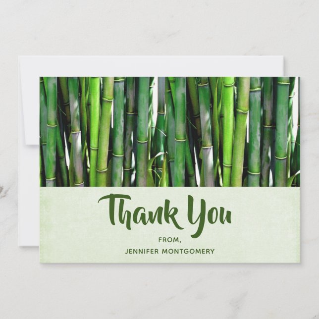 Green Bamboo Stalks Nature Photography Thank You Card (Front)