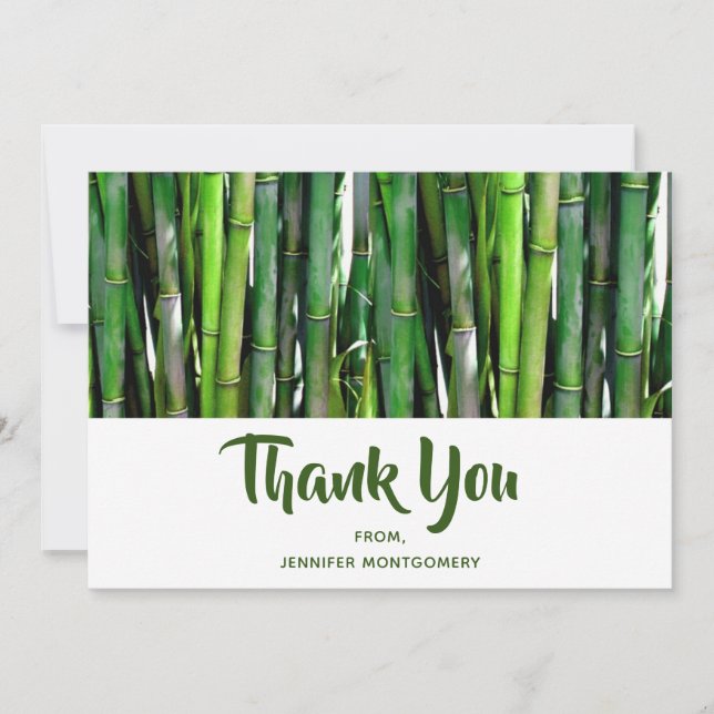 Green Bamboo Stalks Nature Photography Thank You Card (Front)