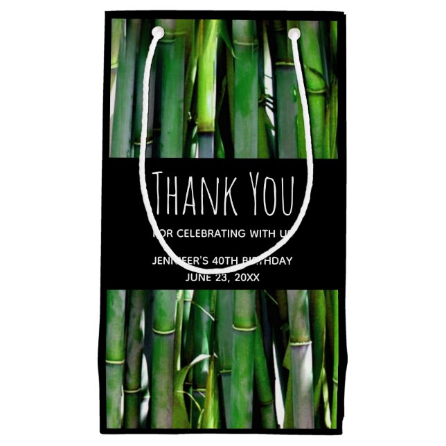 Green Bamboo Stalks Nature Photography Thank You Small Gift Bag (Front)