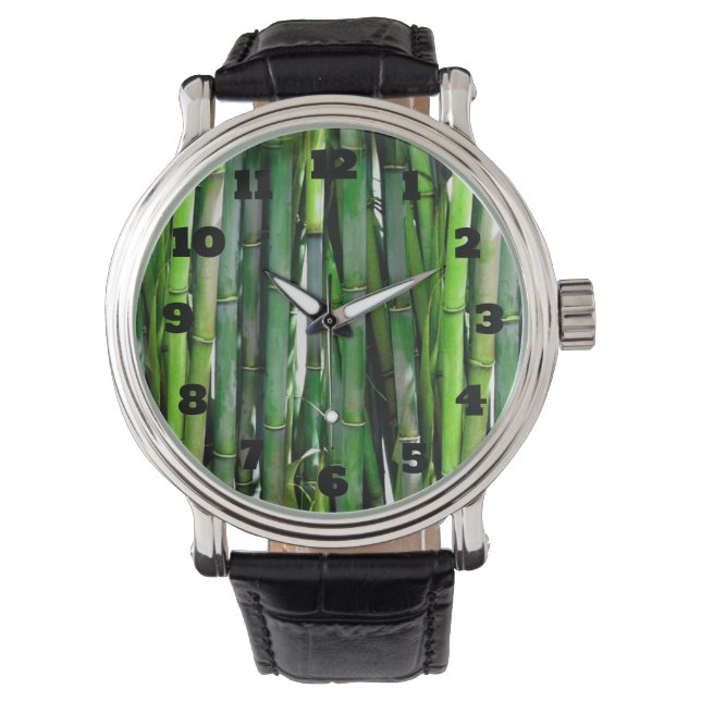 Green Bamboo Stalks Nature Photography Watch (Front)