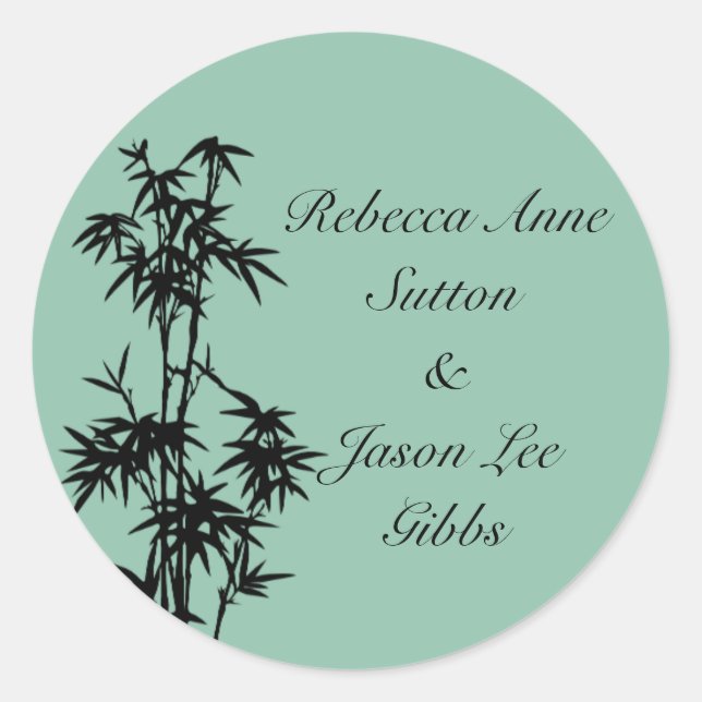 Green Bamboo Wedding Stickers (Front)