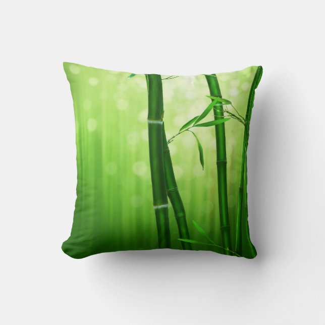 Green Bamboo With Pale Bokeh Lights In The Back Cushion (Front)