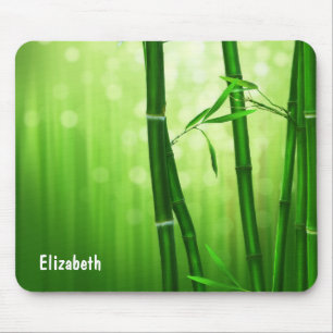Green Bamboo With Pale Bokeh Lights In The Back Mouse Mat