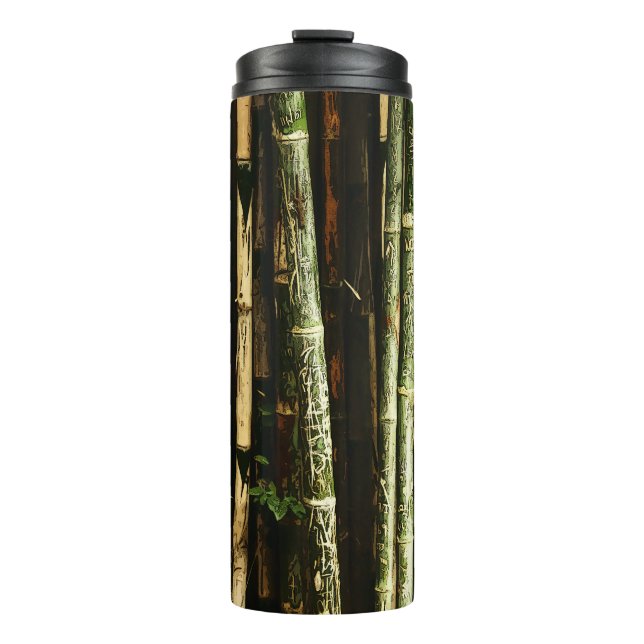 Green Bamboo With Thai Engravings Thermal Tumbler (Front)
