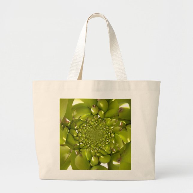 Green Banana Kaleidoscope Art Print/Graphic Large Tote Bag (Front)