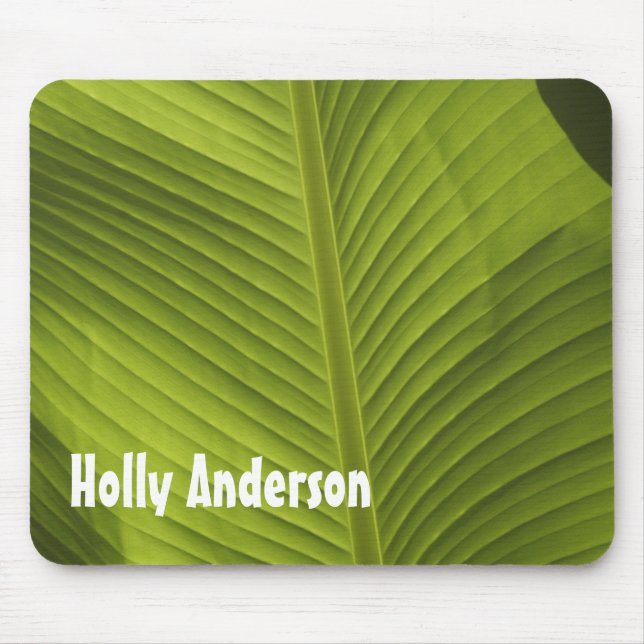 Green Banana Leaf Photo 9 in Light, Personalised Mouse Mat (Front)