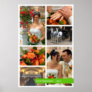 Green band 6 multi photo collage memories keepsake poster