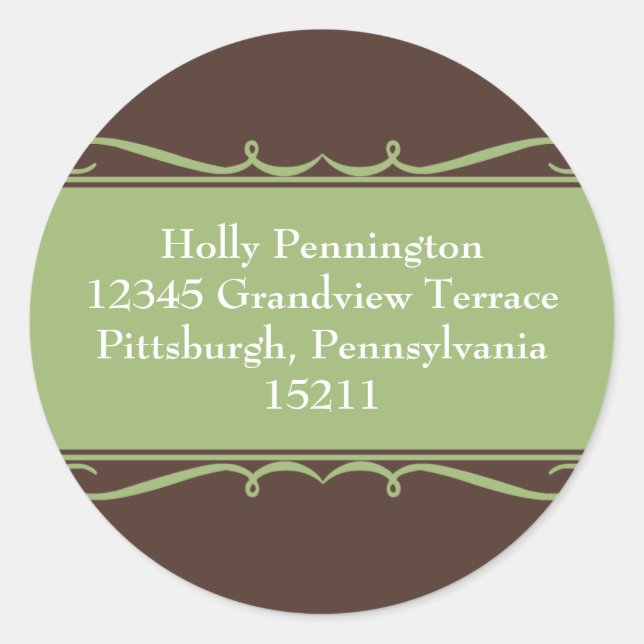 Green band flourish custom Christmas address label (Front)
