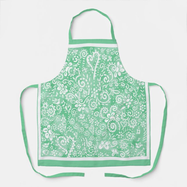 Green Bandanna Print Apron (Front)