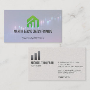 Green Bar Graph   Financial Market Infor Business Card