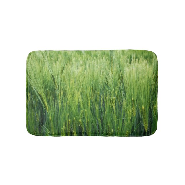 Green barley field, spring closeup. bath mat (Front)
